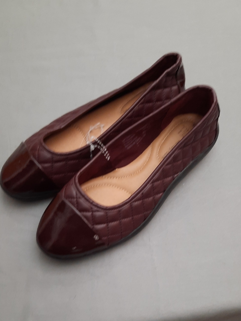 Quilted Burgundy Women's Ballet Flats - Comfortable Slip-On - Size 71/2